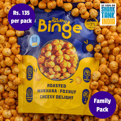 The Healthy Binge Roasted Makhana| Cheesy Delight family Pack