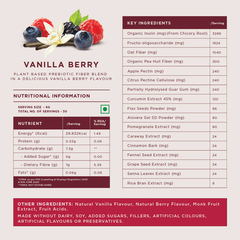 Wellbeing Nutrition Daily Fiber Powder Vanilla Berry Flavor