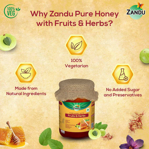Zandu Pure Honey with Fruits & Herbs