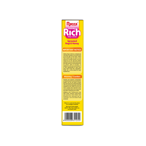 Manna Foods Baby Cereal Sprouted Ragi and Honey powder 6 months + 200g