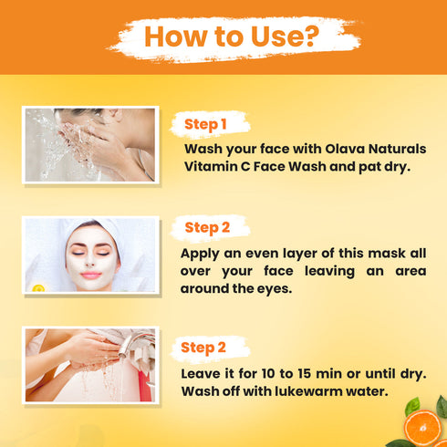 Vitamin C Face Mask for Glowing Skin - Skin Brightening Face Mask with kaolin Clay for all skin types