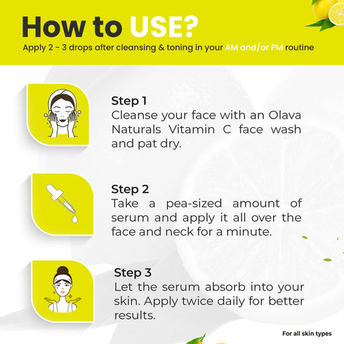 Olava Naturals Vitamin C Serum - 20% Vitamin C Face Serum - Skin Brightening Vit C Serum for Men & Women - Non Irritating - 30ml