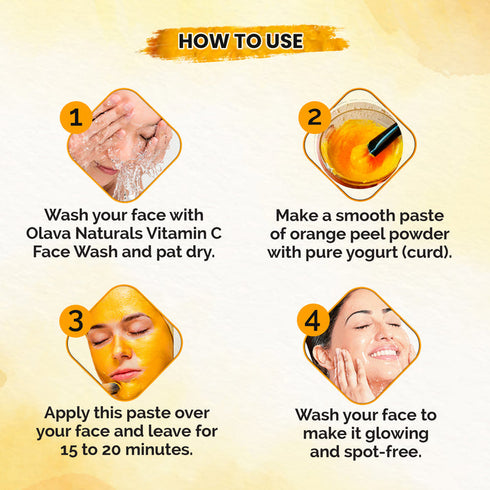 Olava Naturals Orange Peel Powder for Skin - 100% Pure and Natural