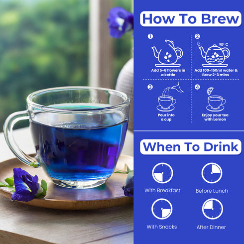 Blue Tea Butterfly Pea Flower Tea | 100g |200 Cups