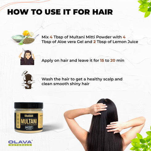 Olava Naturals Multani Mitti Powder for Face Pack - Pure Bentonite Clay - Fuller's Earth - 200 gm