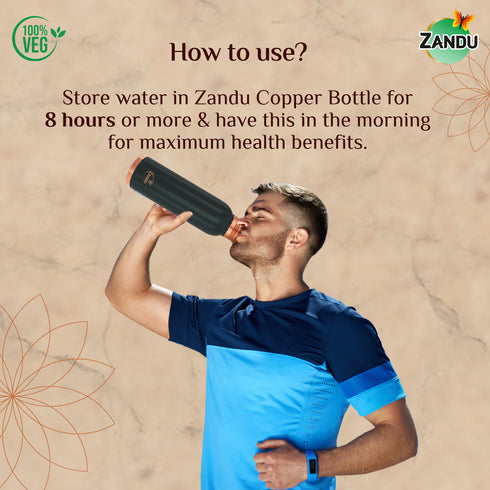 Zandu Copper Water Bottle|950ml