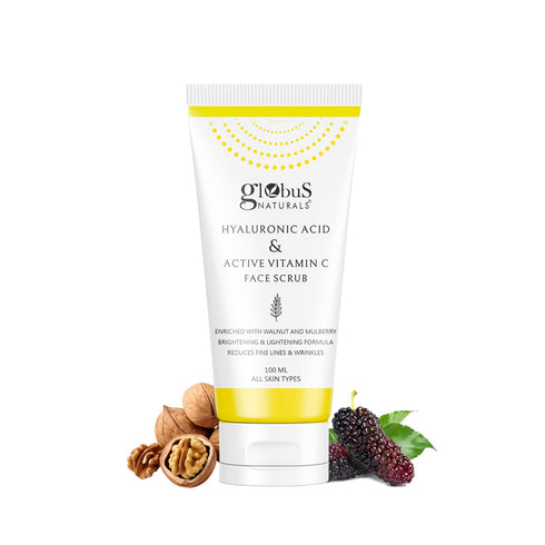 Globus Naturals Hyaluronic Acid & Vitamin C Anti Ageing Face Scrub Suitable for All Skin Types