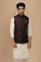 Manyavar Royal Blue Self Print Jacket