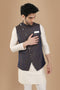 Manyavar Blue Printed Angrakha Style Jacket