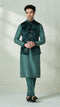 Manyavar Moss Green Printed Kurta Jacket Set