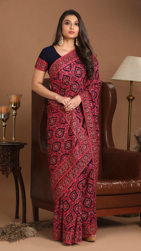 Mohey Charming Indigo Blue Saree