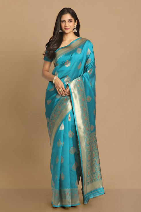 Mohey Dreamy Blue Saree