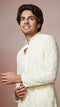 Manyavar Cream Chikankari Kurta Set