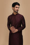 Manyavar Plum Thread Embroidered Kurta Set