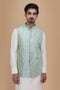 Manyavar Subtle Blue Kurta Jacket Set