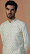 Manyavar White Self Design Kurta Pajama