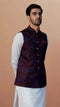 Manyavar Maroon And Blue Contrast Jacket