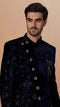 Manyavar Blue Floral Bandhgala Indo Western