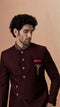 Manyavar Wine Self Design Bandhagala Indo Western
