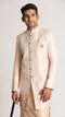 Manyavar Pastel Pink Self Design Indo Western