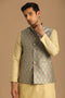 Manyavar Grey Jacket With Golden Motifs
