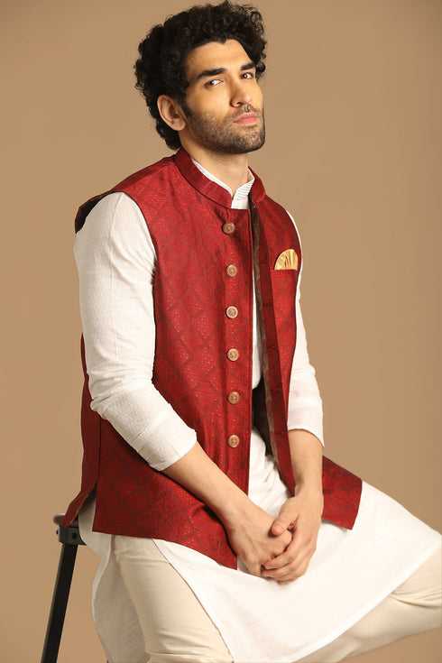 Manyavar Classy Maroon Jacket