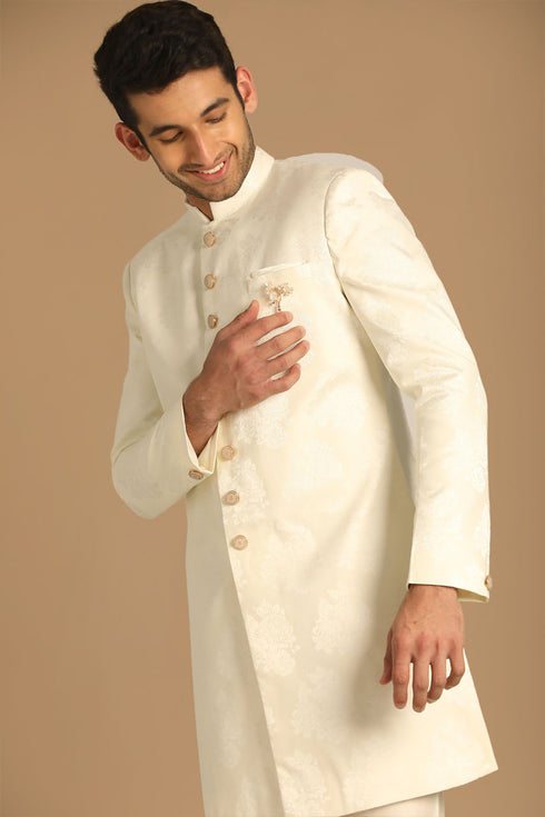 Manyavar Pristine White Indo Western