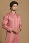 Manyavar Pink Booti Jacquard Kurta Set