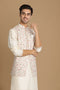 Manyavar Classic Floral Print Jacket Kurta Set