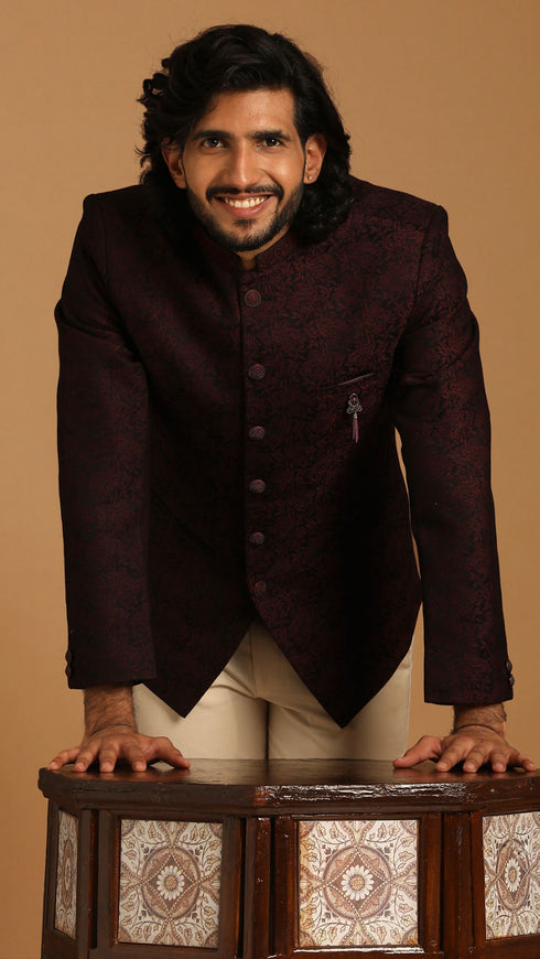 Manyavar Attractive Maroon Indo Western
