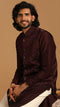 Manyavar Wine Self Design Kurta Jacket Set