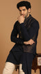 Manyavar Blue Draped Kurta Jacket Set