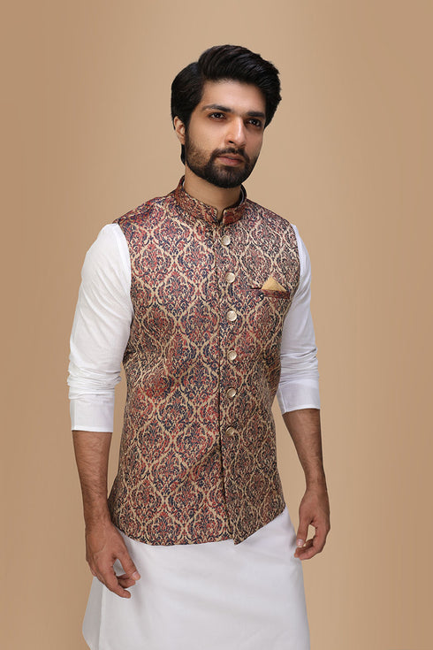Manyavar Majestic Maroon Party Wear Jacket
