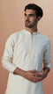 Manyavar Sesame White Self Embroidered Kurta Pajama