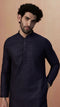 Manyavar Royal Blue Self Embroidered Kurta Pajama