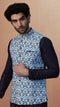 Manyavar Blue Printed Jacket