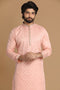 Manyavar Light Pink Kurta Pajama With Minimalist Motifs