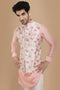 Manyavar Pink Draped Kurta Jacket Set