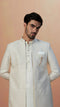 Manyavar Off White Self Design Jacket Indo Western