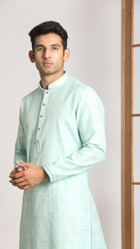 Manyavar Sky Blue Festive Kurta Pajama