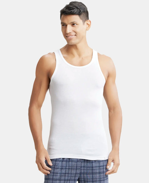 Jockey Tencel Micro Modal Cotton Rib Sleeveless Vest with Extended Length | White