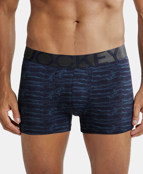 Jockey Tactel Microfiber Elastane Stretch Printed Trunk | True Navy Printed