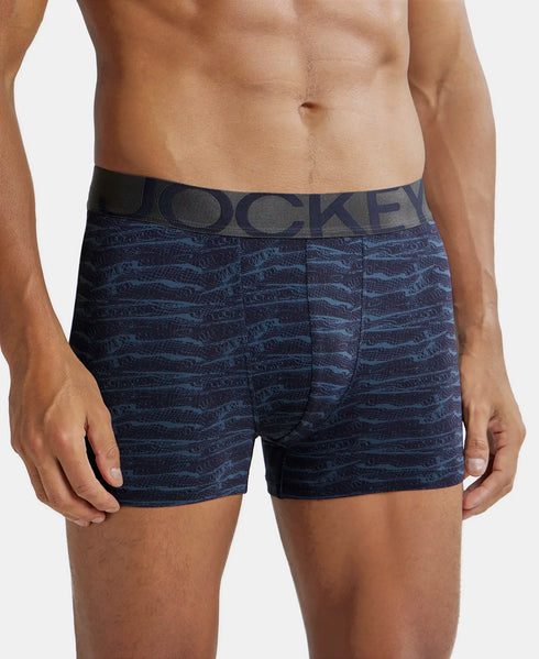 Jockey Tactel Microfiber Elastane Stretch Printed Trunk | True Navy Printed