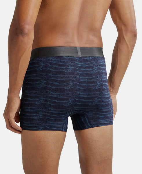Jockey Tactel Microfiber Elastane Stretch Printed Trunk | True Navy Printed
