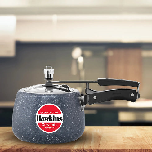 Hawkins Induction Ceramic NS 3 Litre Ceramic Nonstick Pressure Cooker