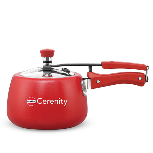 Hawkins Induction Cerenity Pressure Cooker Tomato Red 3 Litre Ceramic Nonstick Pressure Cooker