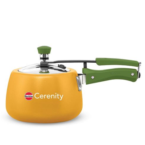 Hawkins Induction Cerenity Pressure Cooker Mustard Yellow 3 Litre Ceramic Nonstick Pressure Cooker