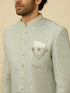 Manyavar Tropical Blue Medallion Patterned Indo Western Set