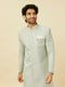 Manyavar Tropical Blue Medallion Patterned Indo Western Set
