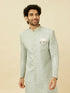 Manyavar Tropical Blue Medallion Patterned Indo Western Set